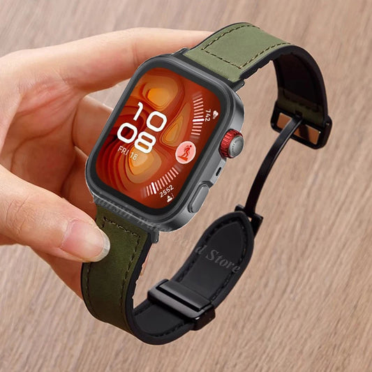 Sport Armband Leder Silikon für Watch Fit Serie Magnetverschluss