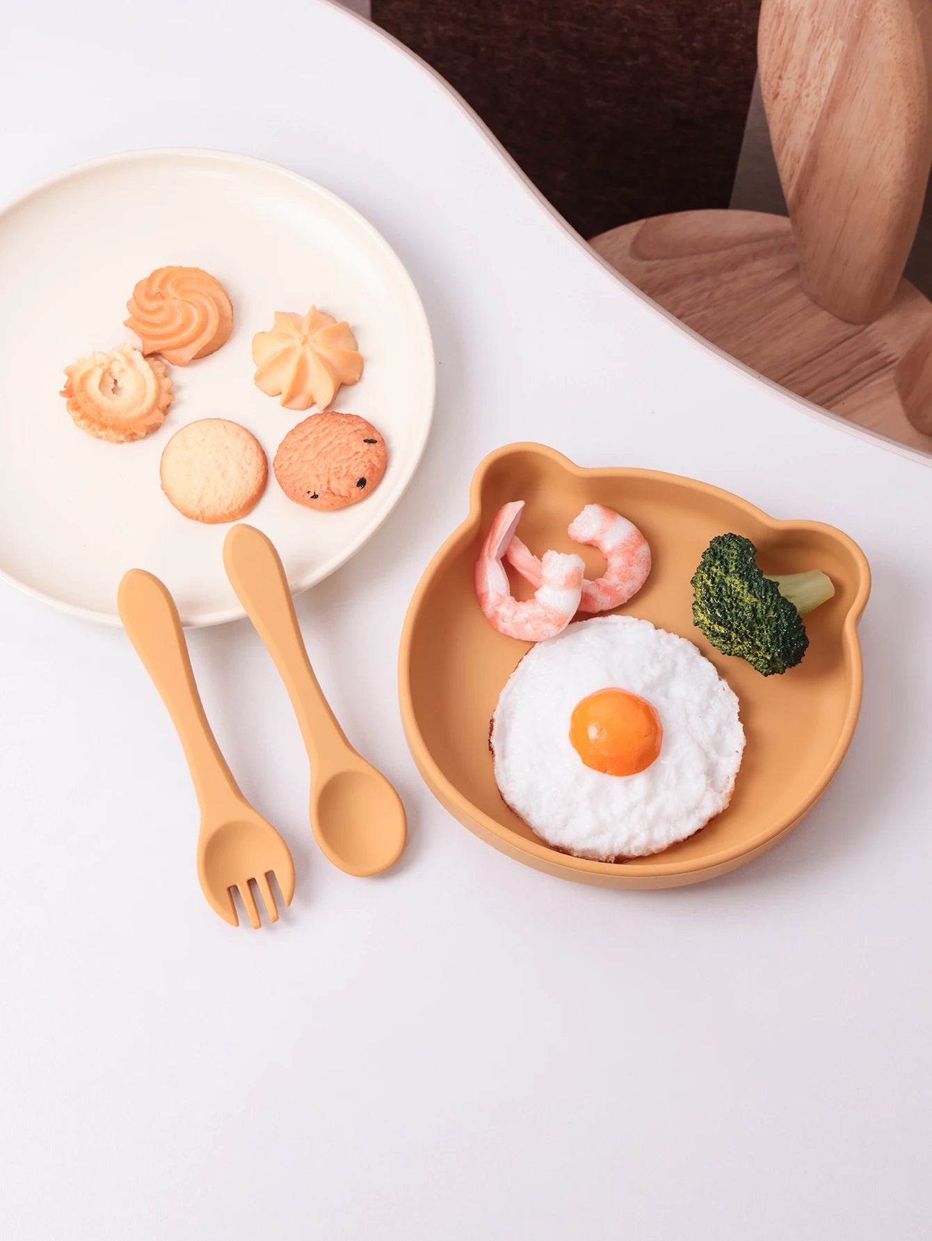 3-teiliges Babygeschirr Set mit Saugnäpfen Löffel und Gabel BPA-frei