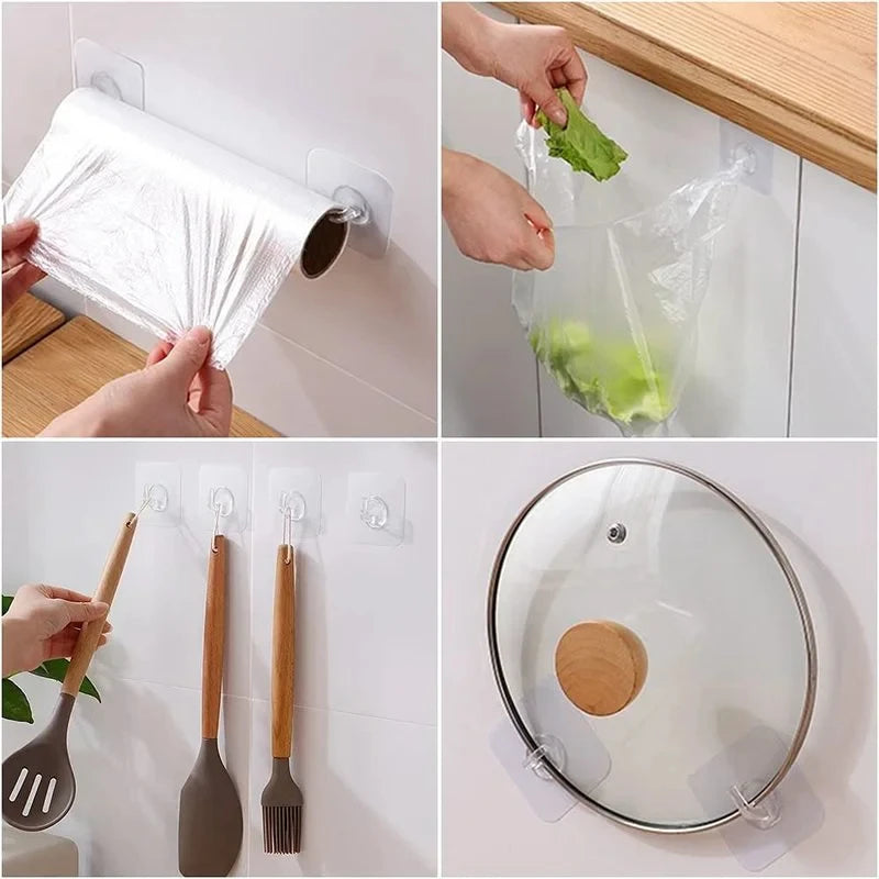 Transparente Selbstklebe Haken starker Halt für Küche, Bad, Kind - Tür Wand