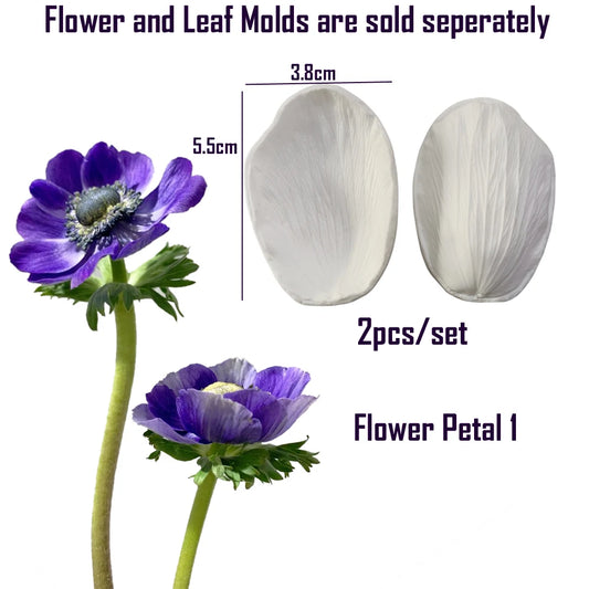 Silikon Cake Mold Set 2-teilig – Flexible Anemone Blätter Fondantform