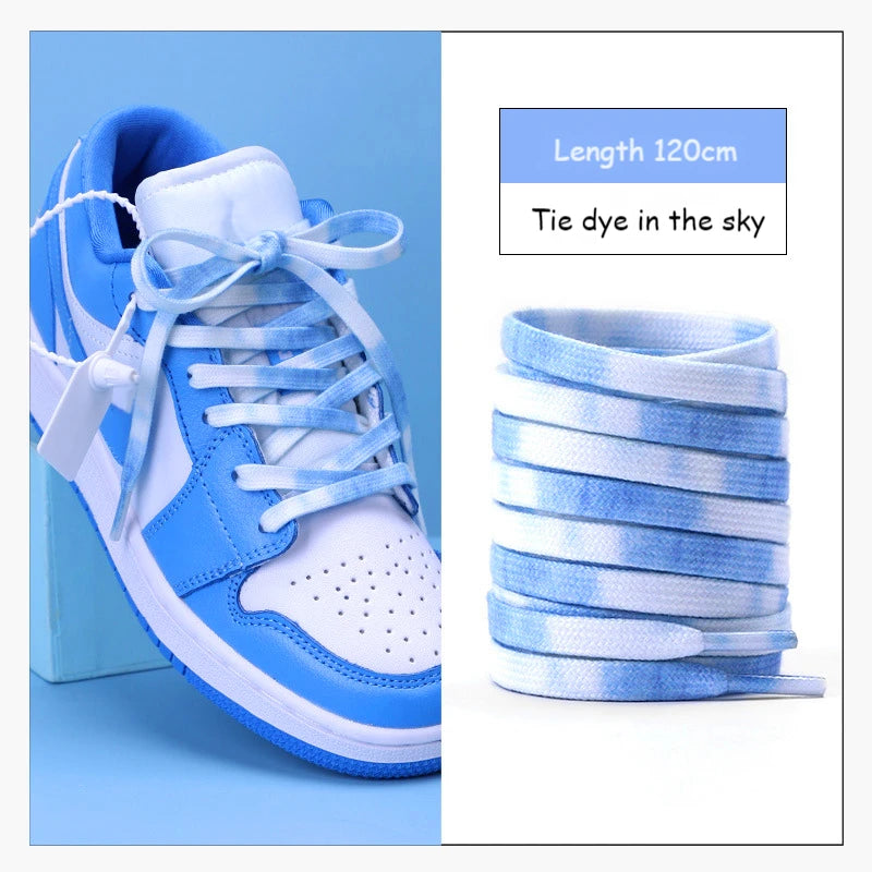 Tie Dye Schnürsenkel Flach Farbverlauf für Sportschuhe 120 140 160cm