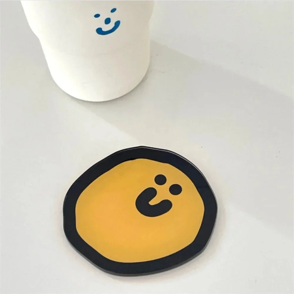 Niedliche Smiley Acryl Untersetzer für Tassen und Gläser mit Hitzeschutz
