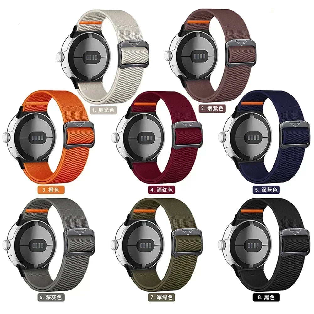 Nylon Gummiband Elastisch Armband für Google Pixel Watch 41mm und 45mm