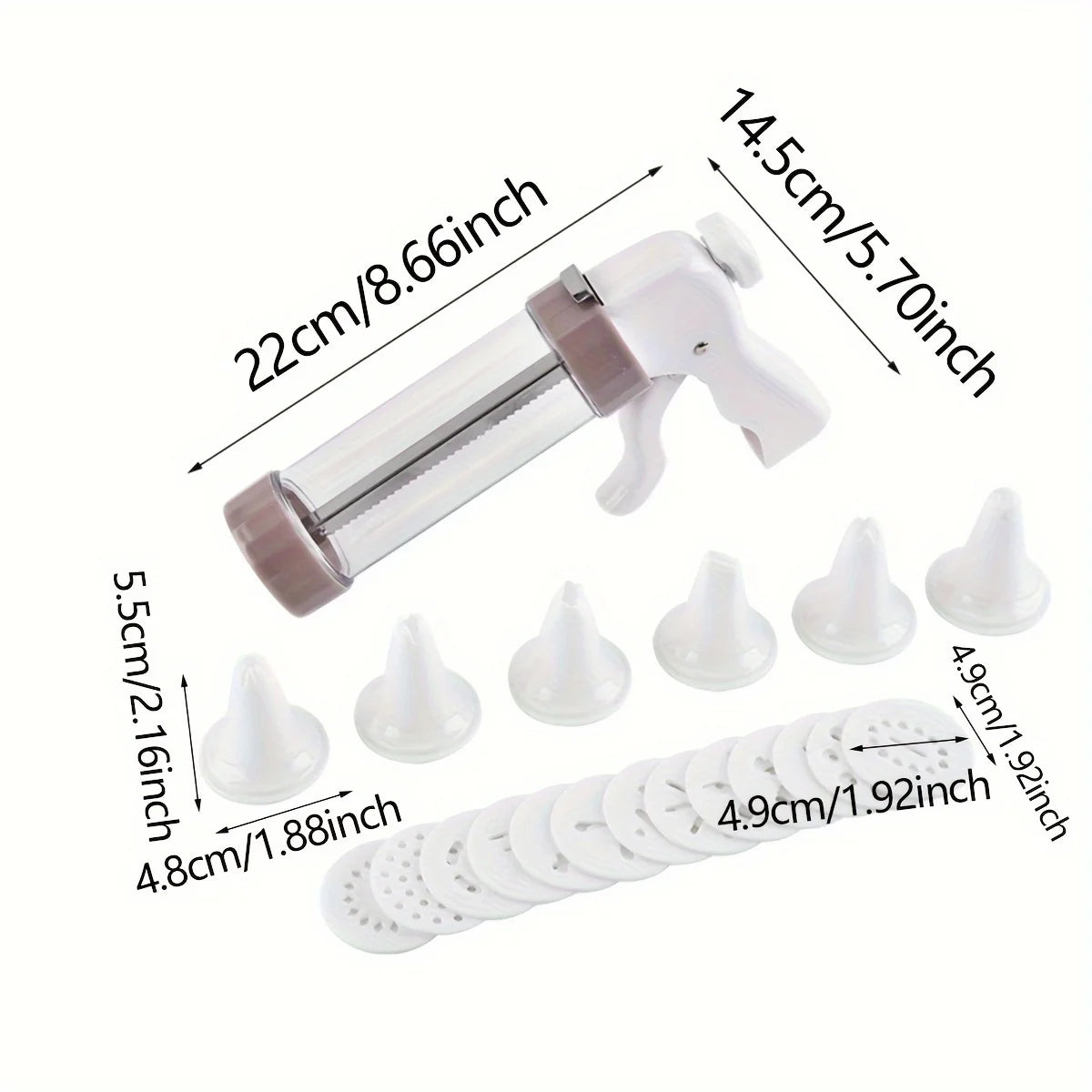 Kekspresse – kleine Kekse in gleichmäßiger Form – mit Kunststoff-Presspistolen und Zubehör