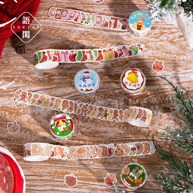 Washi-Papier Stanzband 150 Stück Weihnachten 8 Designs 15mm breit