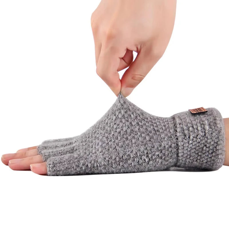 Wärmende Unisex Halbfinger Strickhandschuhe aus Wolle und Baumwolle