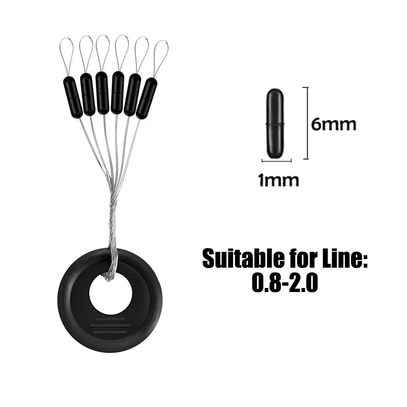 60er Set Schwarze Gummi Space Beans – Elastische Stopper für präzises Angeln