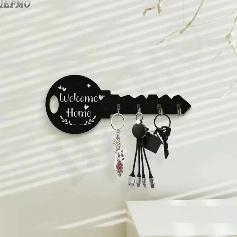 Rustikaler Vintage Schlüsselhalter aus Holz mit 5 Haken zur Wandmontage