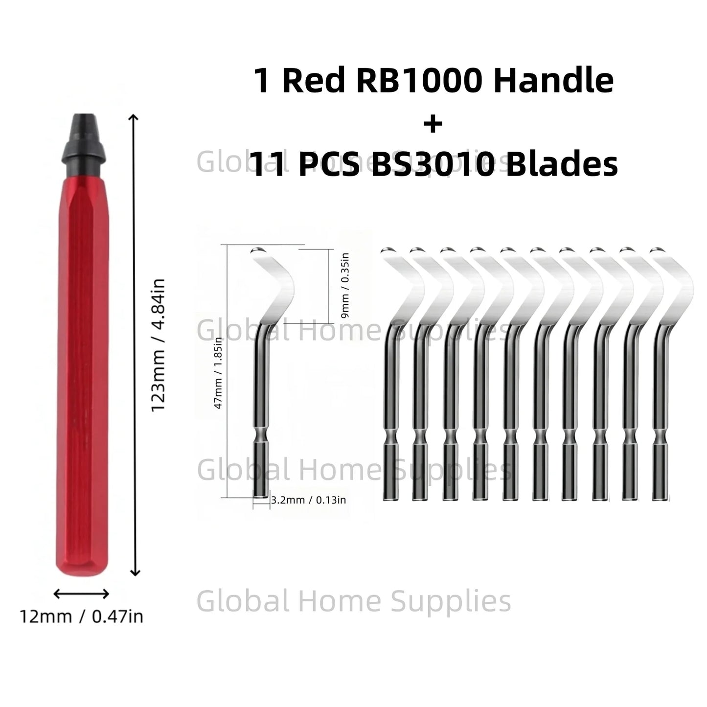 Entgratungswerkzeug Set RB1000 mit 1 oder 11 Schnellarbeitsstahl-Schwenkklingen