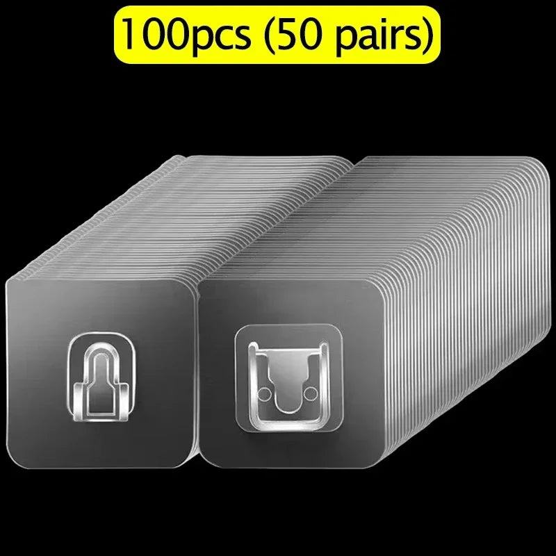 Spurlos - Stark: 6x6 cm transparente doppelseitige Wandhaken in 10 Paaren