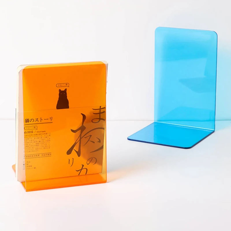 Klare Acryl Buchstützen L-Form für Schreibtisch und Regal