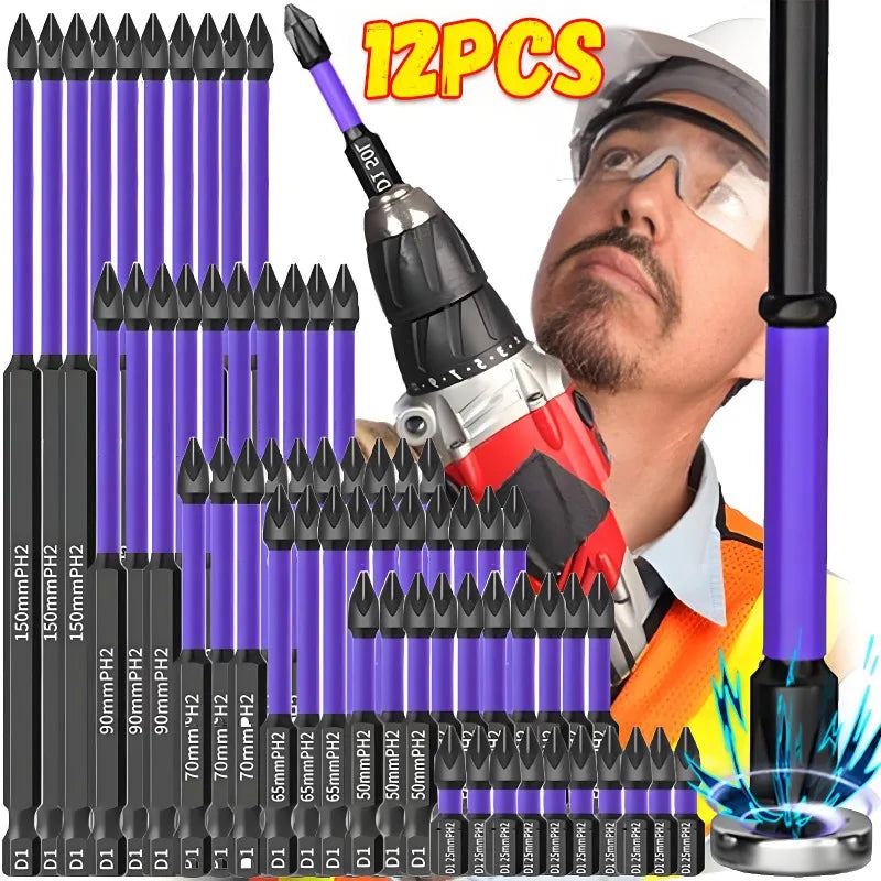Magnetische Stoßfeste Phillips Bits Sets für Bohrmaschinen – Diverse Längen