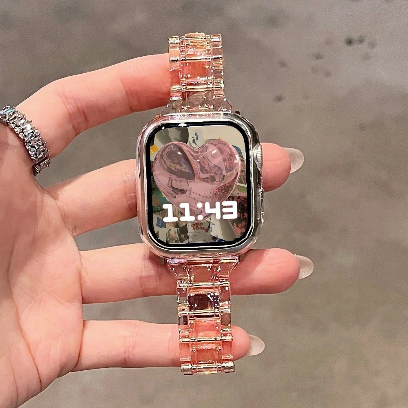 Laser-transparentes Acrylarmband mit Faltschließe für Smartwatches