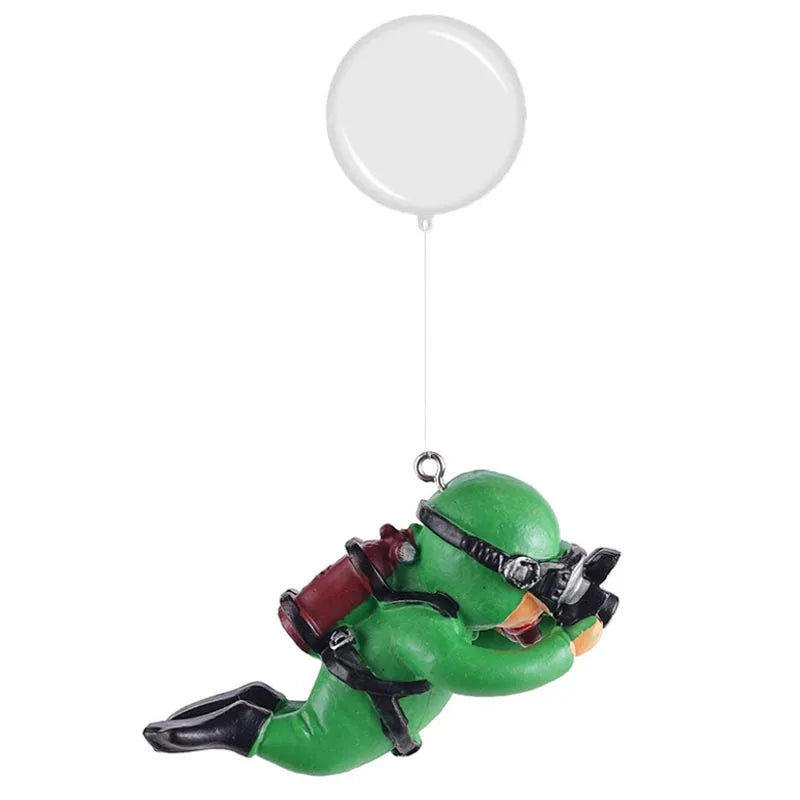 Aquarium Harz Deko Set: Mini Taucher mit Schwimmkugel & Leucht-Effekt