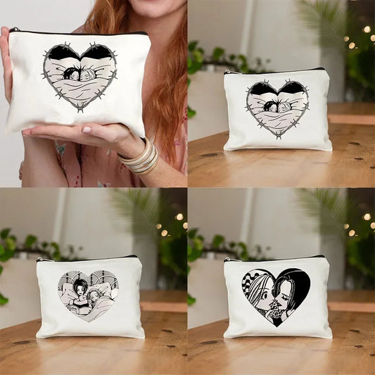 Praktische Leinwand Kosmetiktasche mit floralem Muster für Damen