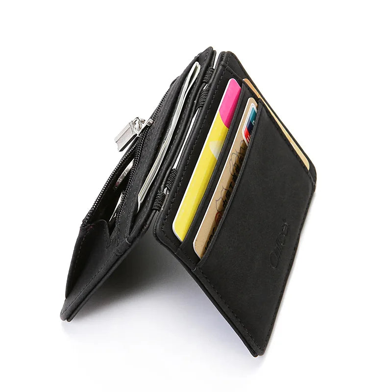 Schlanke Mini Brieftasche Herren Kartenhalter mit Reißverschluss Münzfach