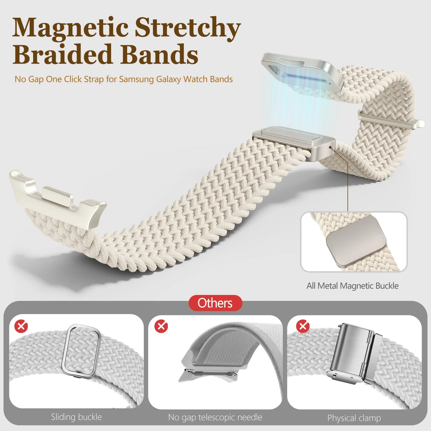 Magnetisches Nylon Uhrenarmband kompatibel für Galaxy Watch 40/44/47 mm