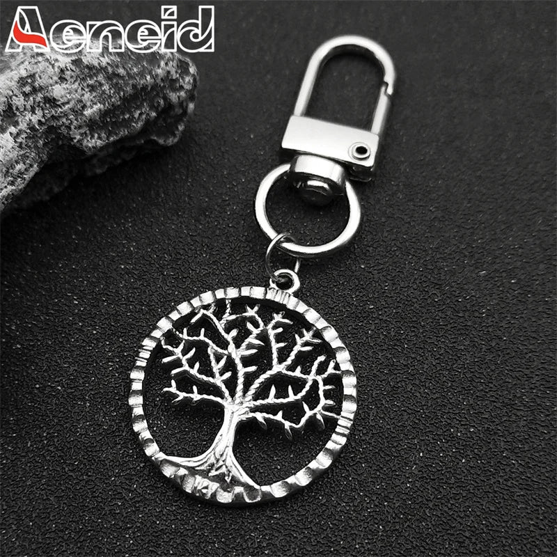 Baum des Lebens Schlüsselanhänger aus Edelstahl Silber Unisex Geschenk