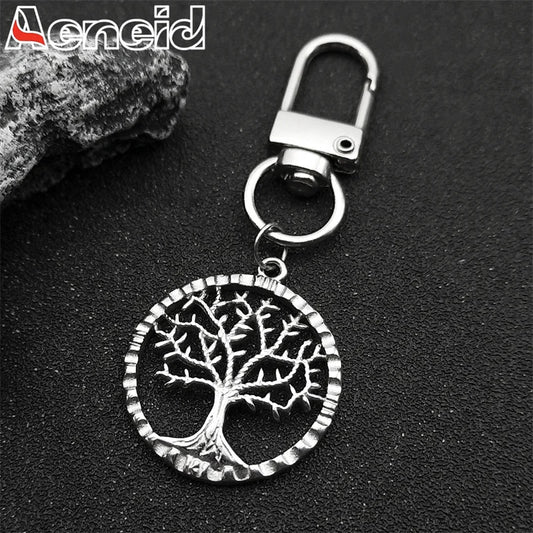 Baum des Lebens Schlüsselanhänger aus Edelstahl Silber Unisex Geschenk