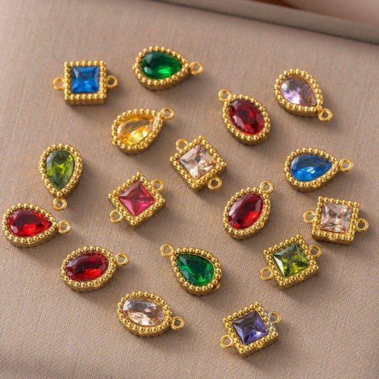 10er Set Goldfarbene Edelstahl Anhänger für DIY Halsketten Schmuck