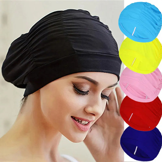 Elastische Bademütze für langes Haar – Unisex Nylon Turban-Stil Schutz