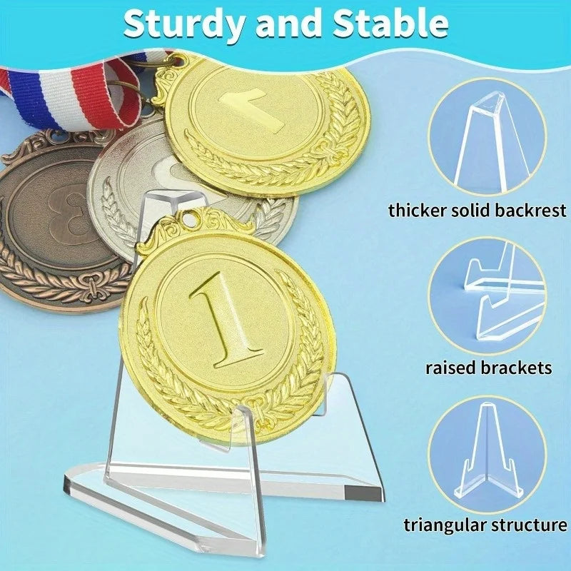 Set aus 10 transparenten Acrylständern für Münzen und Sammelkarten