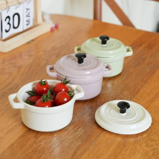 200ml Keramikschüssel mit Deckel für Auflauf, Creme Brulee & Suppe