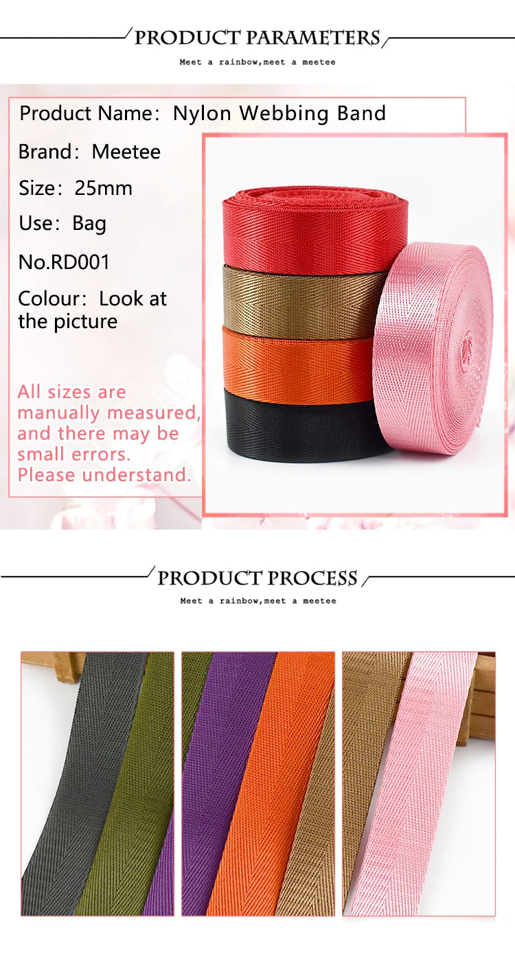 10 m Nylon-Gurtband 25 mm breit, vielseitiges Rucksack- und Taschenband - Yabubest - Home & More
