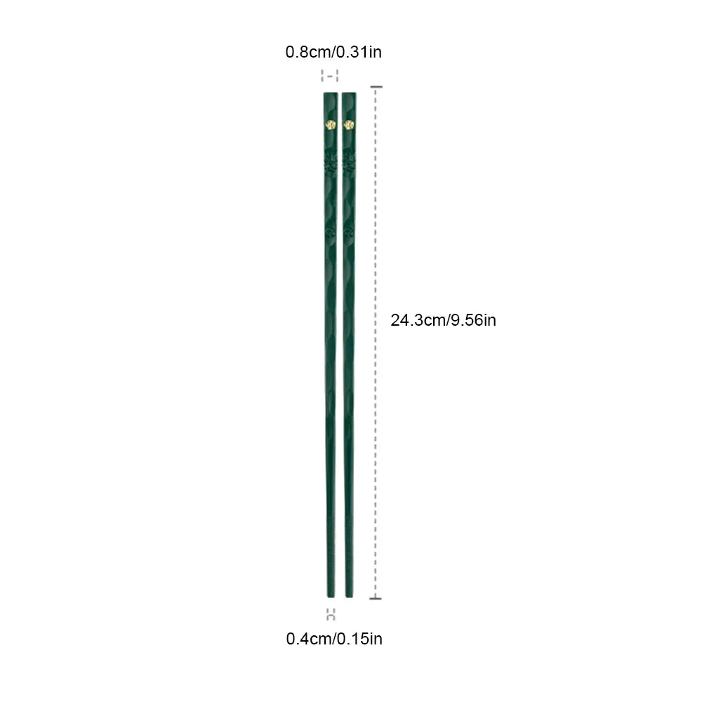 5x Legierung Essstäbchen mit Bambusform – Wiederverwendbar, spülmaschinenfest