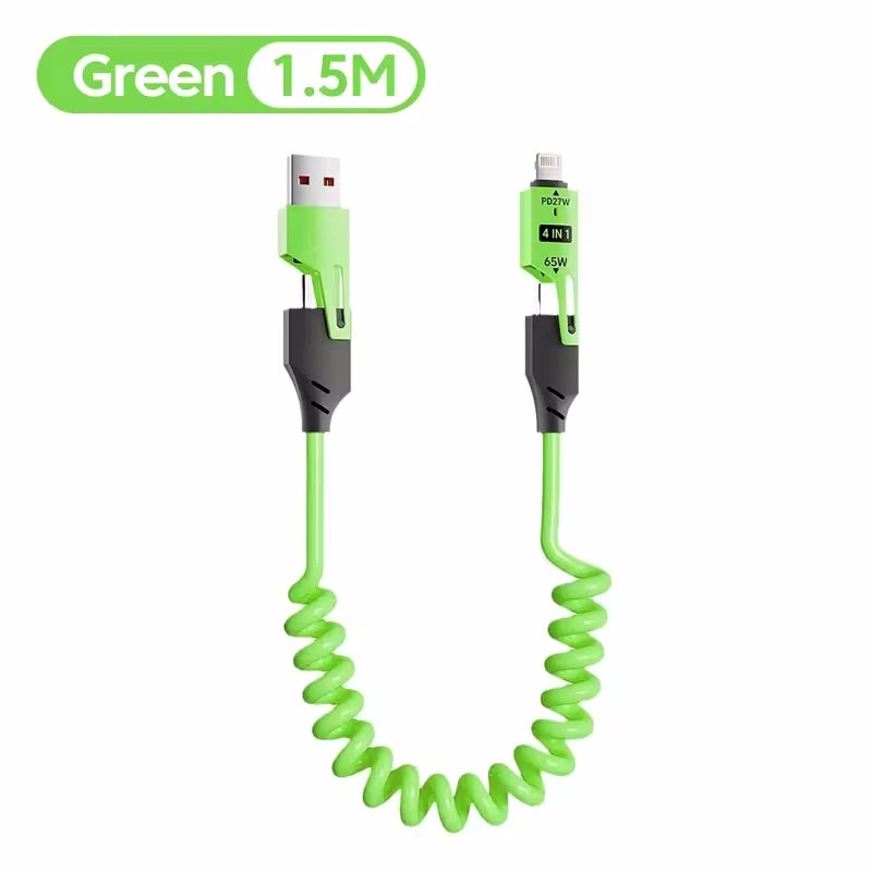 65W USB C - Lightning Datenkabel 4-in-1 Ausziehbar 6A Schnellladekabel