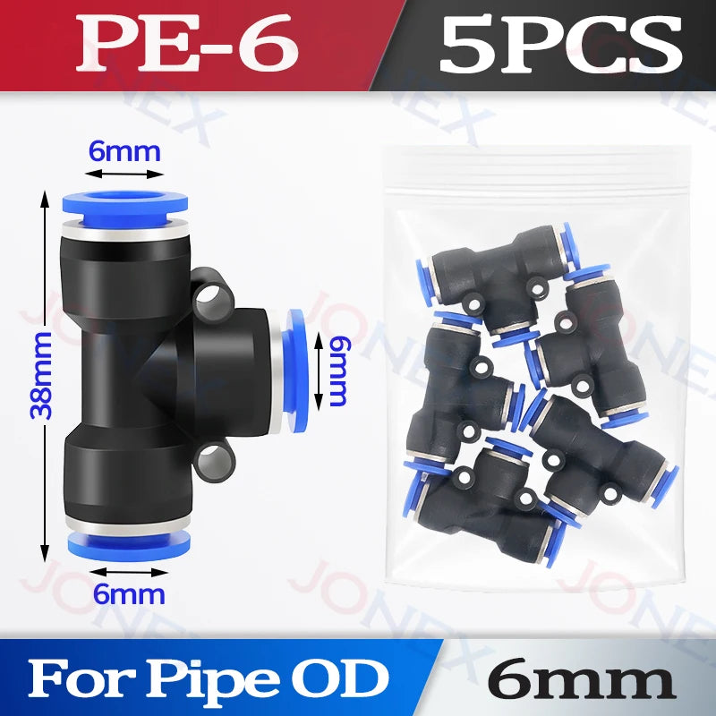 5er Set Pneumatische Schnellkupplung 4-10mm Push-in Verbindung für Luft