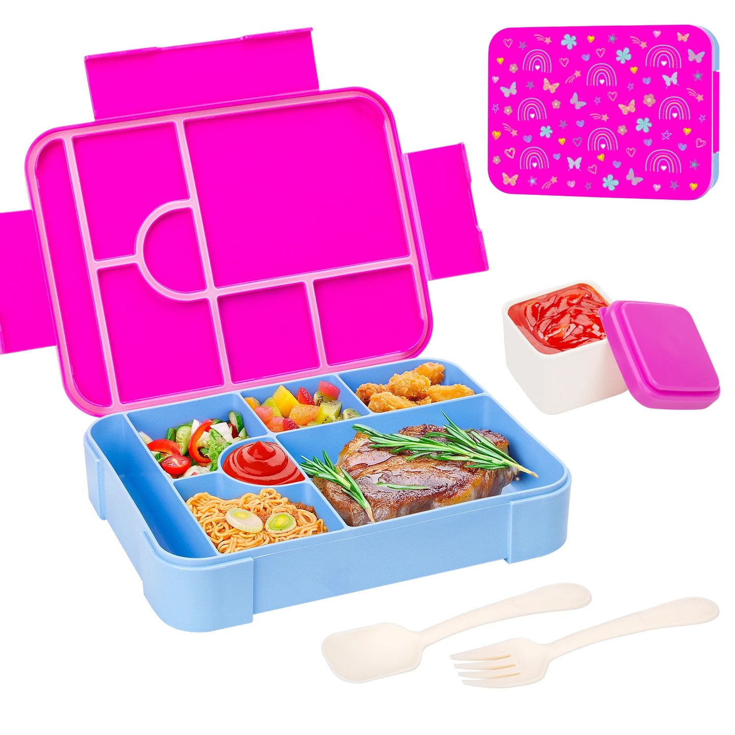 Niedliche Kinder Bento Box: 2-fach, Mikrowellengeeignet, Auslaufsicher