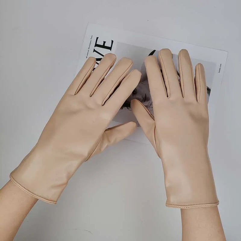 Winter Damen Handschuhe Kunstleder Wasserdicht Winddicht Warm Plüsch Sport