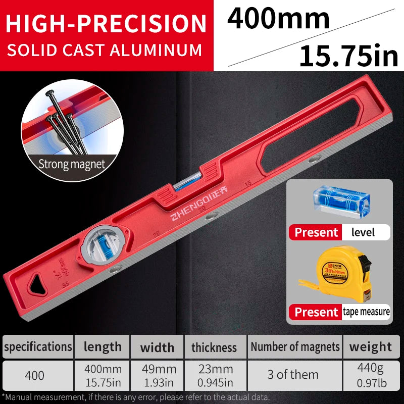 Hochpräzise Wasserwaage Aluminiumguss stoßfest magnetisch