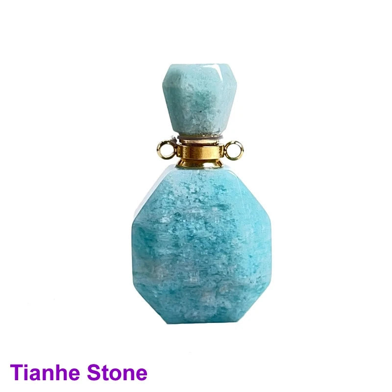 Unregelmäßige Naturstein Parfümflasche Anhänger – Amethyst Tigerauge Öl Diffusor