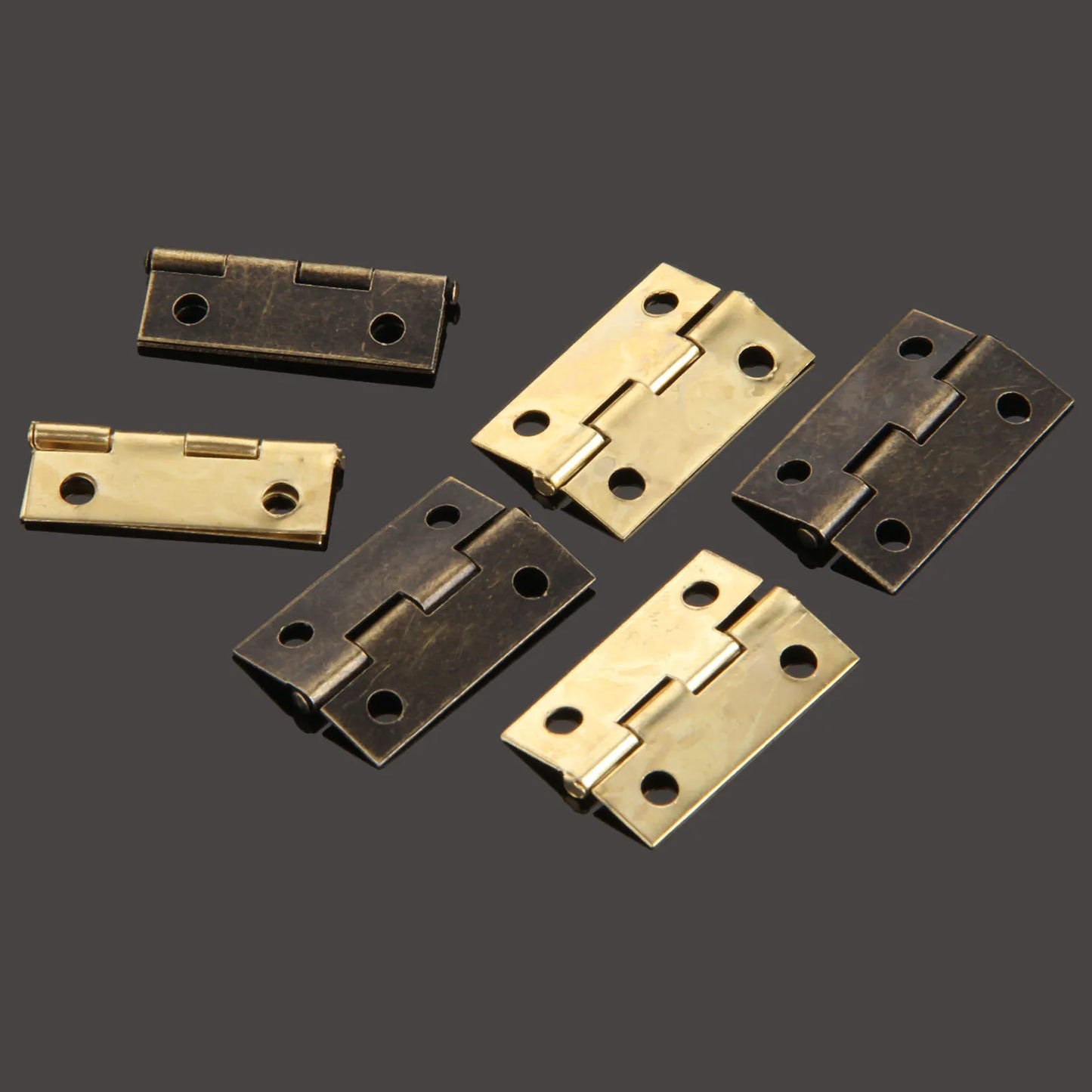 10er Set dekorative Möbel-Scharnier 24x16mm für Vintage Holzboxen