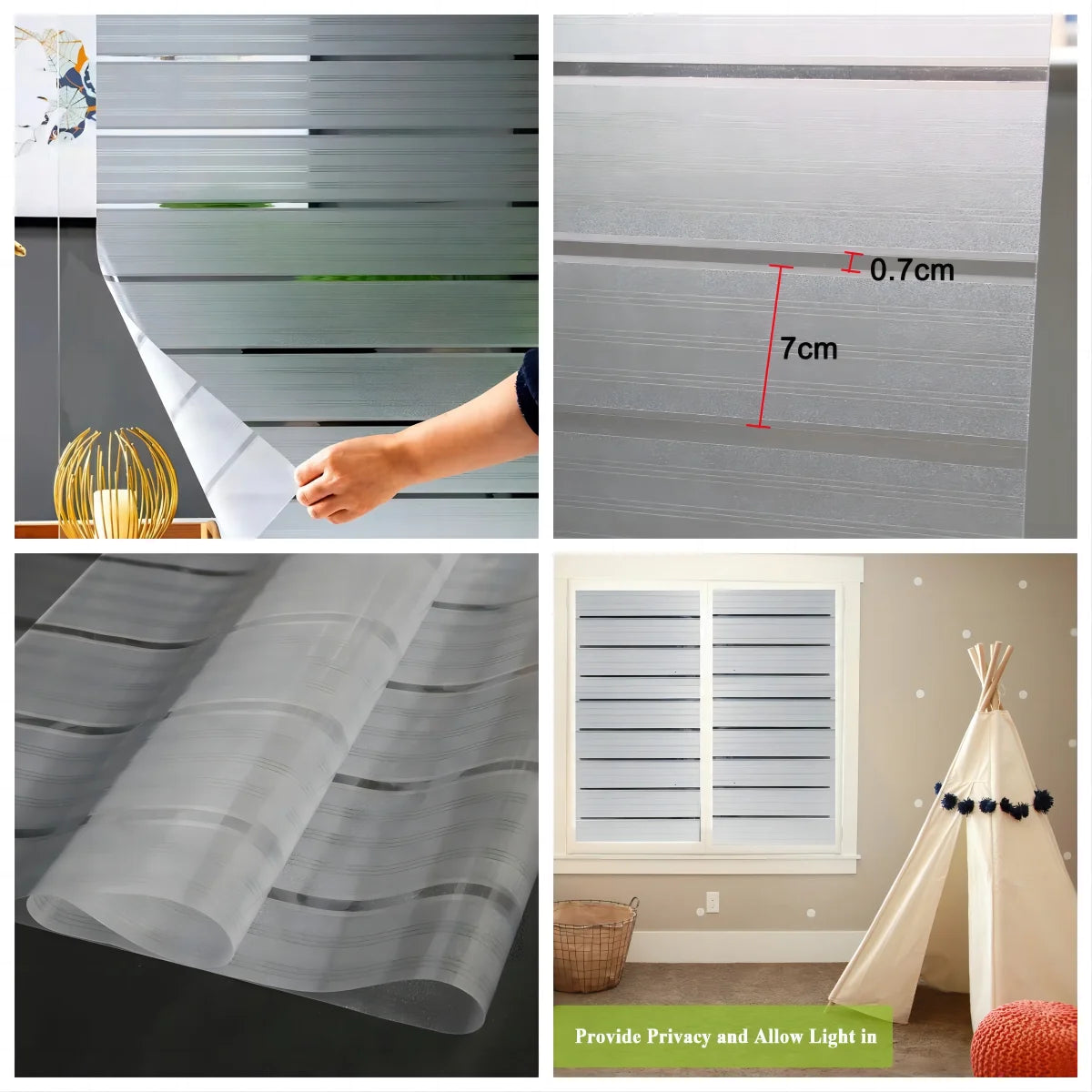 Mattierte Sichtschutzfolie mit Streifenmuster für Glasfenster