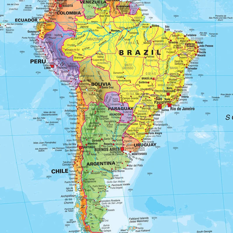 Lehrreiche Weltkarte als Wanddekoration und Lernhilfe