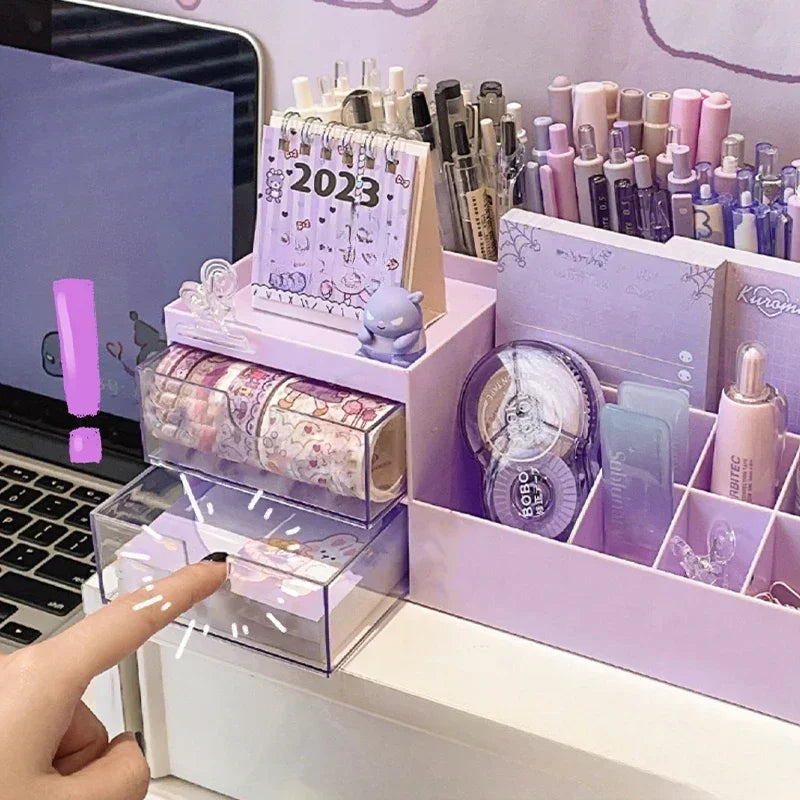 Schreibtisch Organizer Box mit 9 Fächern – Kawaii Stiftehalter für Schüler-Yabubest - Home & More