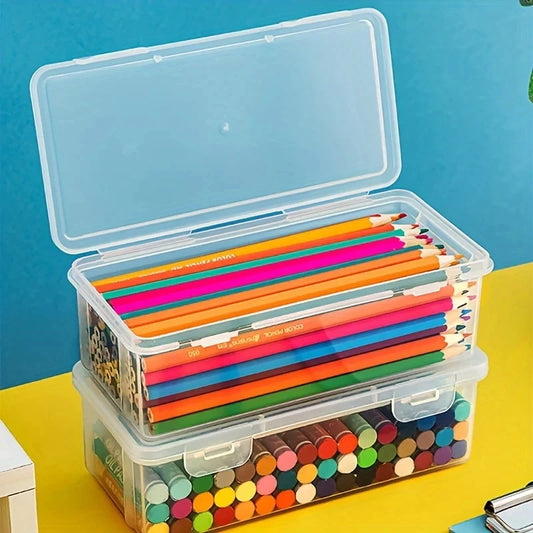 2 Stück transparente Kunststoff Bleistiftboxen mit großer Kapazität
