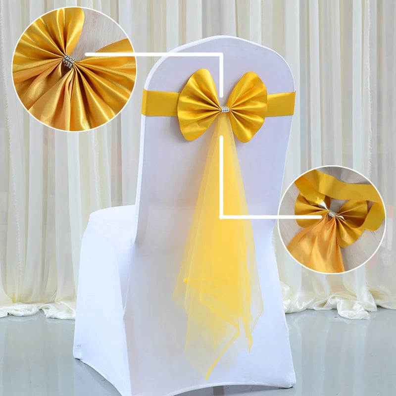Stretch Stuhlschärpen aus Organza mit Schleifen für Events
