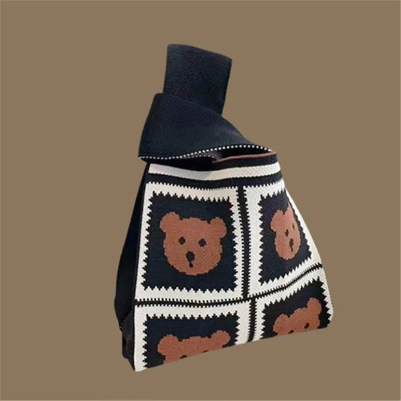 Handgefertigte kleine gestrickte Handtasche für Damen, vielseitig und leicht