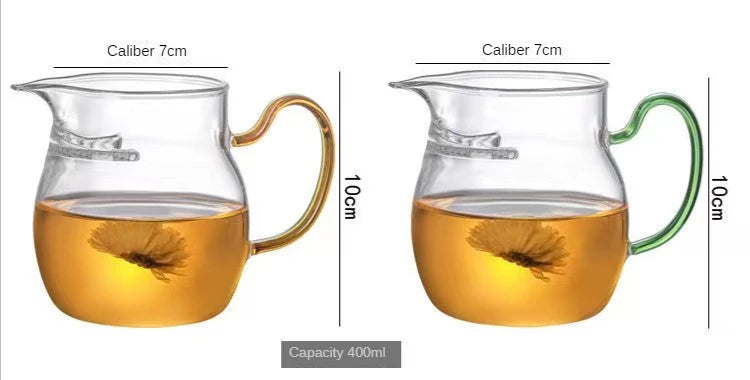 Verdickte Glas Teetasse mit hitzebeständigem Silikongriff und integriertem Teefilter