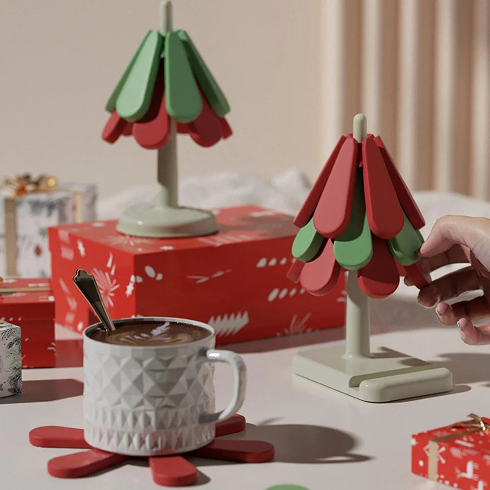 Faltbare Silikon-Untersetzer in Baumform - Hitzebeständig und Leicht zu Reinigen - 3er Set