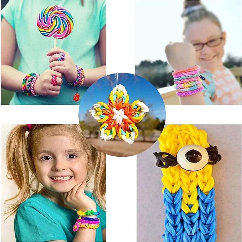 600 1500 Farbiges Gummiband Armbandherstellungsset DIY Kinder Strickset