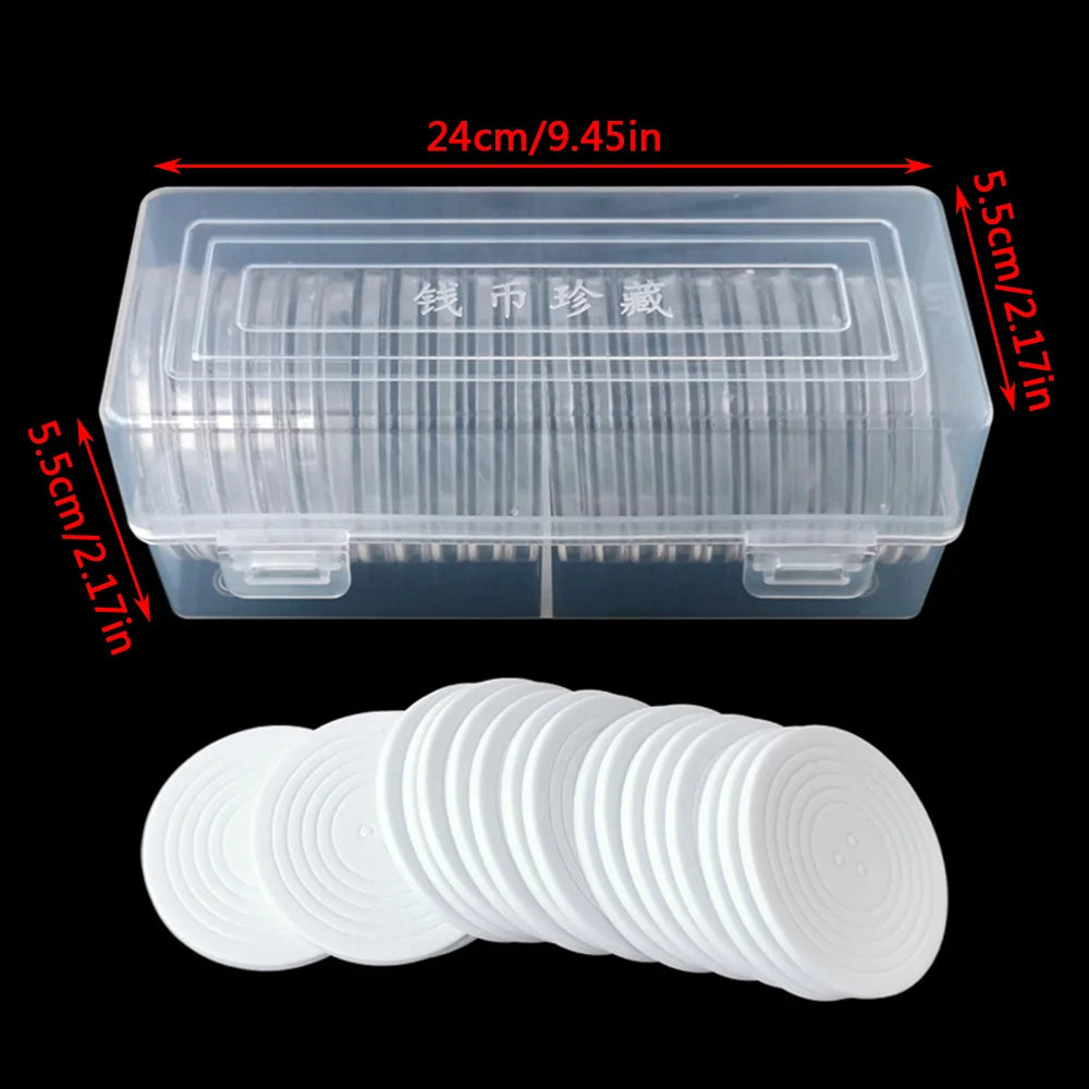 20 Münzkapseln 46 mm Aufbewahrungsbox Kunststoff Behälter Organizer