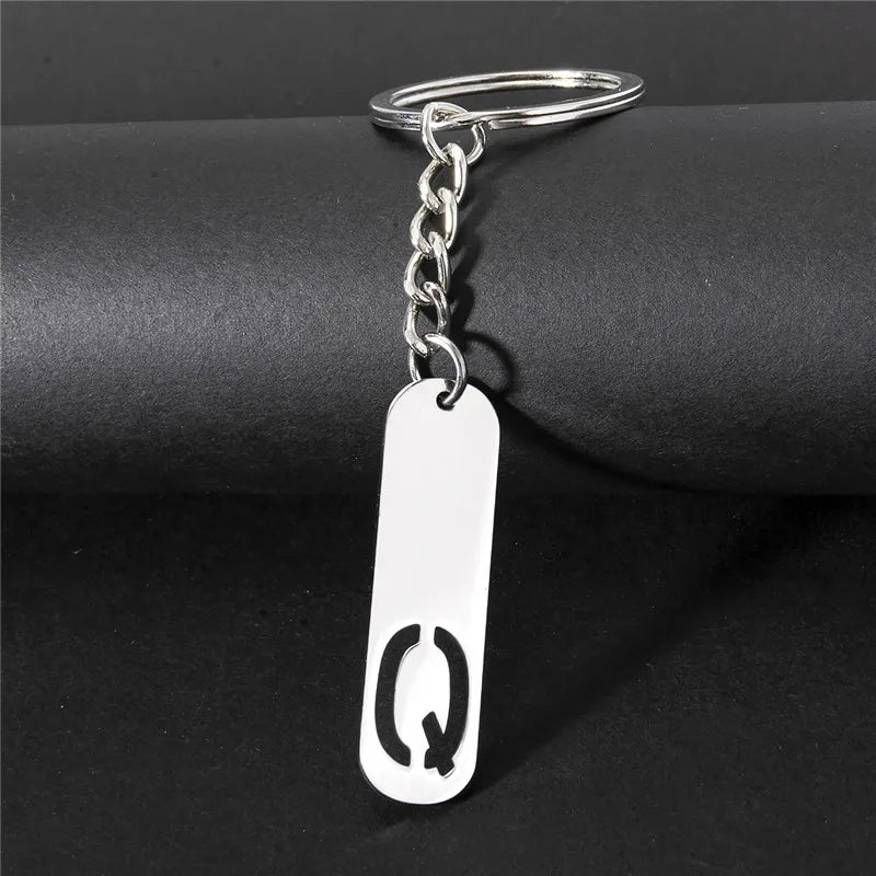 Edelstahl A-Z Buchstaben Schlüsselanhänger Metall Charm Unisex Geschenk