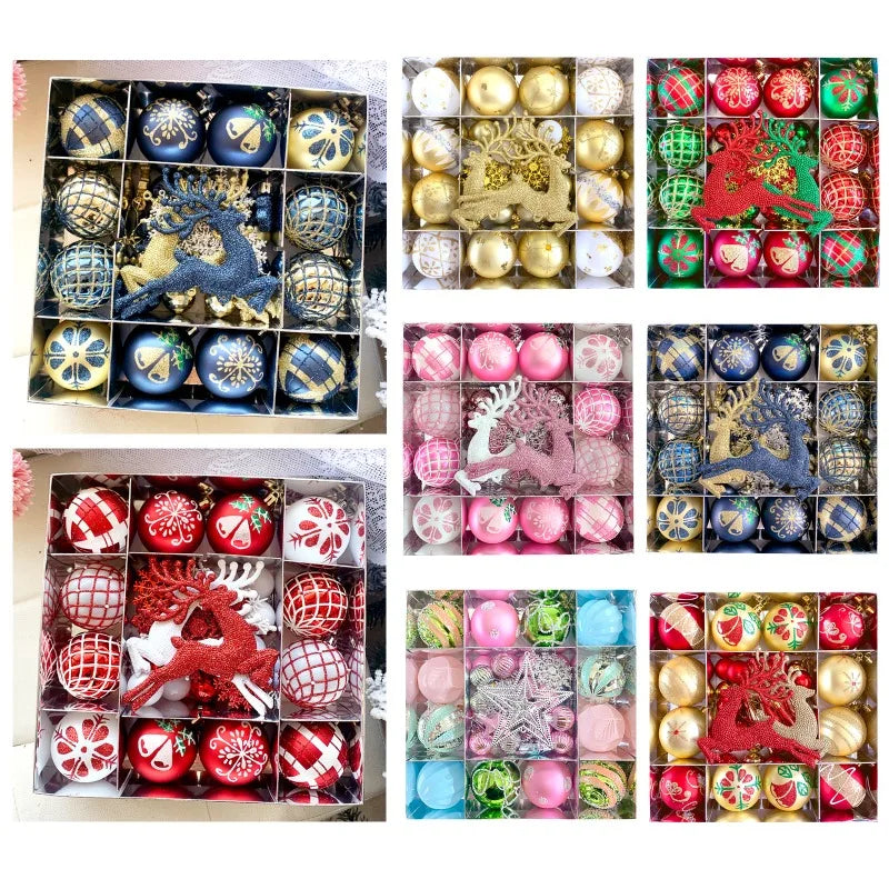 45 teiliges Weihnachtsbaumschmuck Set Glänzende Kugeln und Anhänger