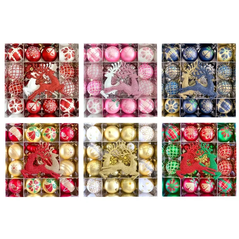 45 teiliges Weihnachtsbaumschmuck Set Glänzende Kugeln und Anhänger