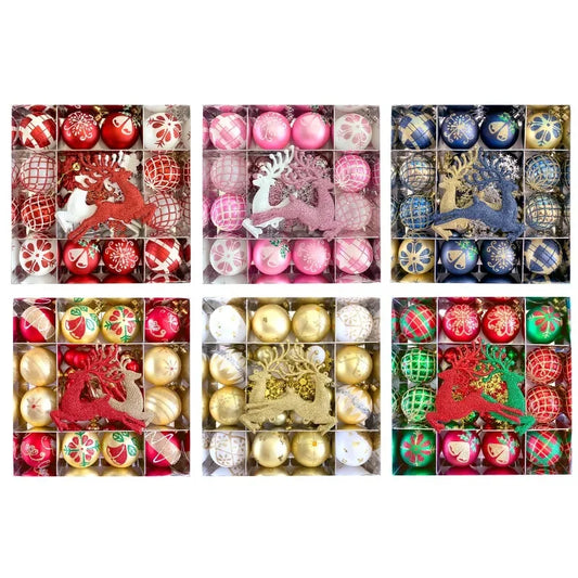 45 teiliges Weihnachtsbaumschmuck Set Glänzende Kugeln und Anhänger